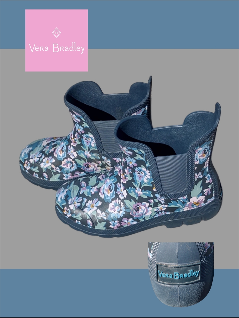 Vera Bradley Totes Navy Evy Floral Waterproof Rain Boots
